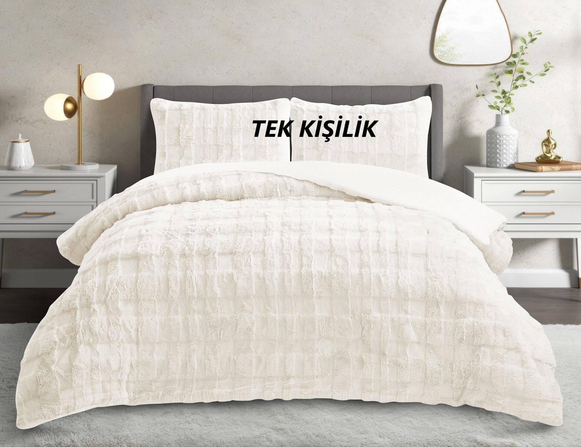 Siena Tek Kişilik Bej Yatak Örtüsü