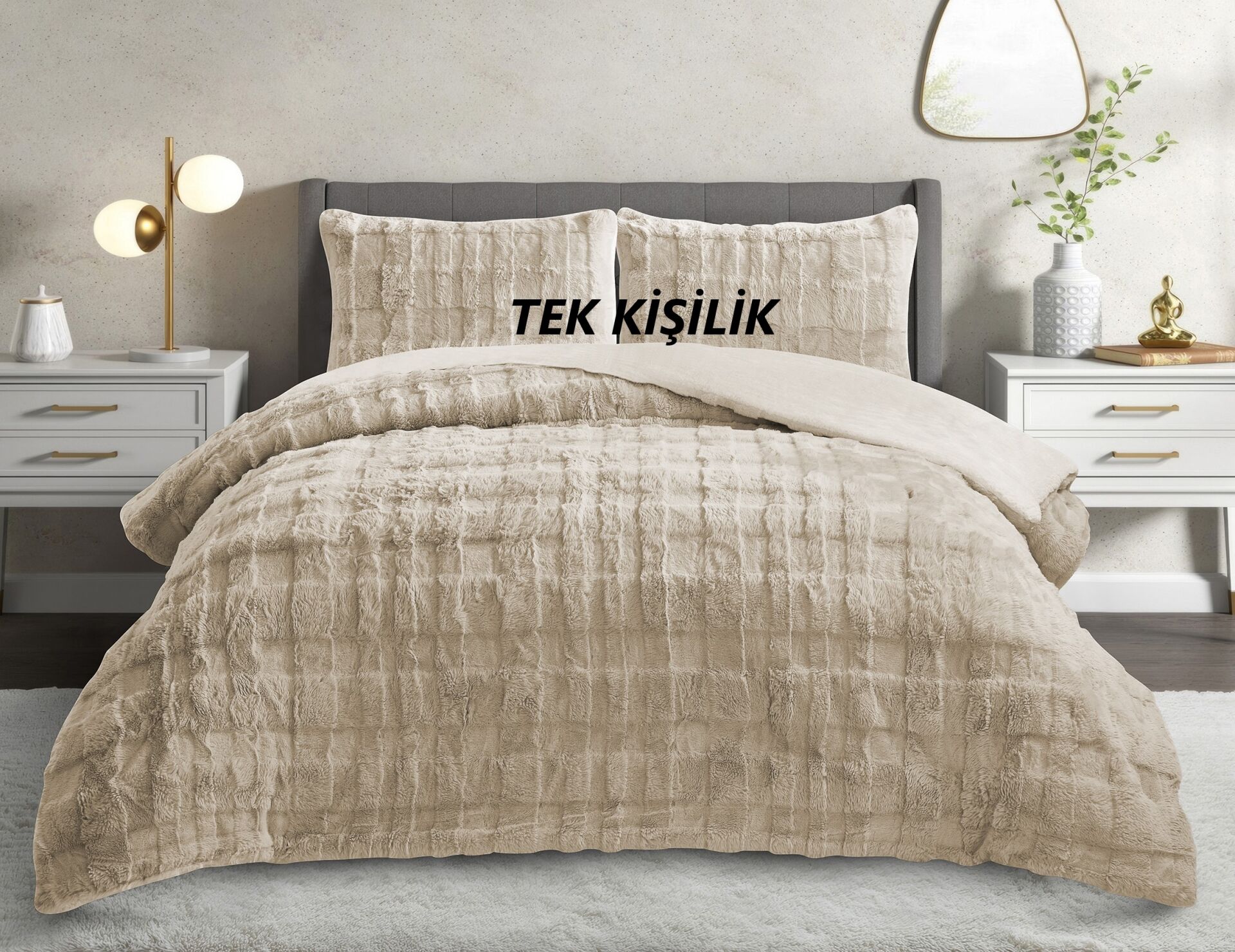 Siena Tek Kişilik Vizon Yatak Örtüsü